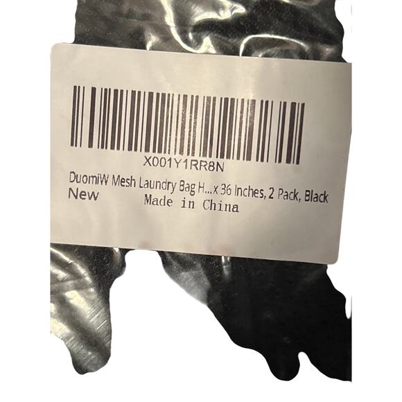 New in Package Set of 2 Black Mesh Laundry Bags Size 23" x 36" College Home Use - Picture 2 of 2